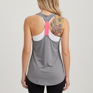 Old Navy Active | Gray Racerback Tank with Hot Pink T-Strap